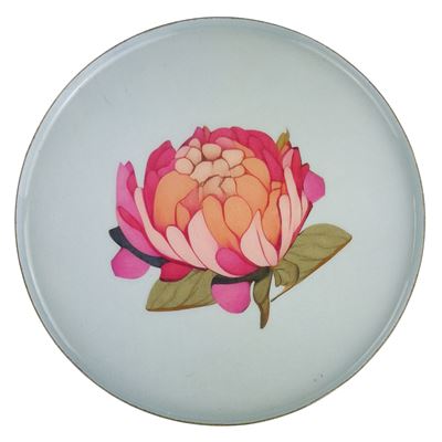 Petit plateau métal motif pivoine