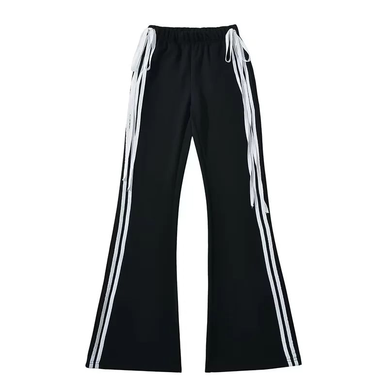 Asiris - High Rise gestreepte strik accent slim-fit wijde joggingbroek