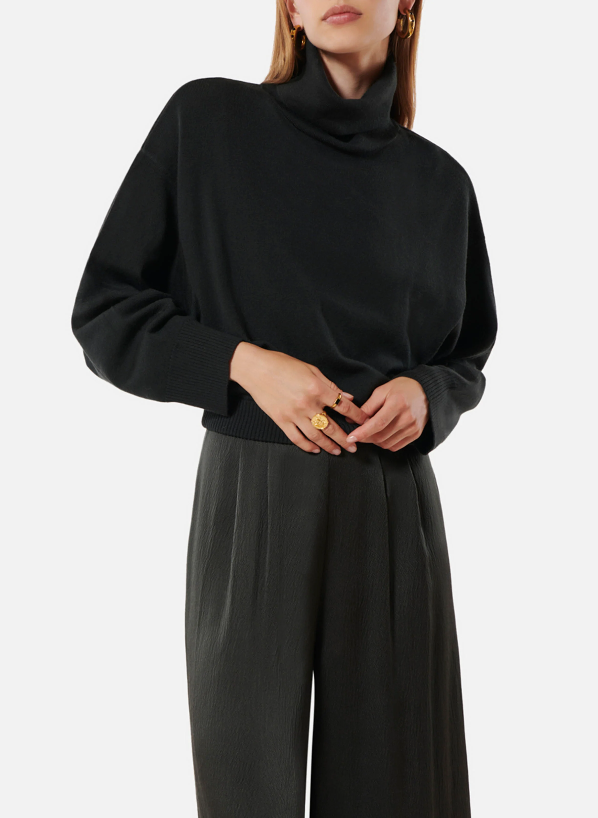 LOVA - Pull col roulé en laine | Noir