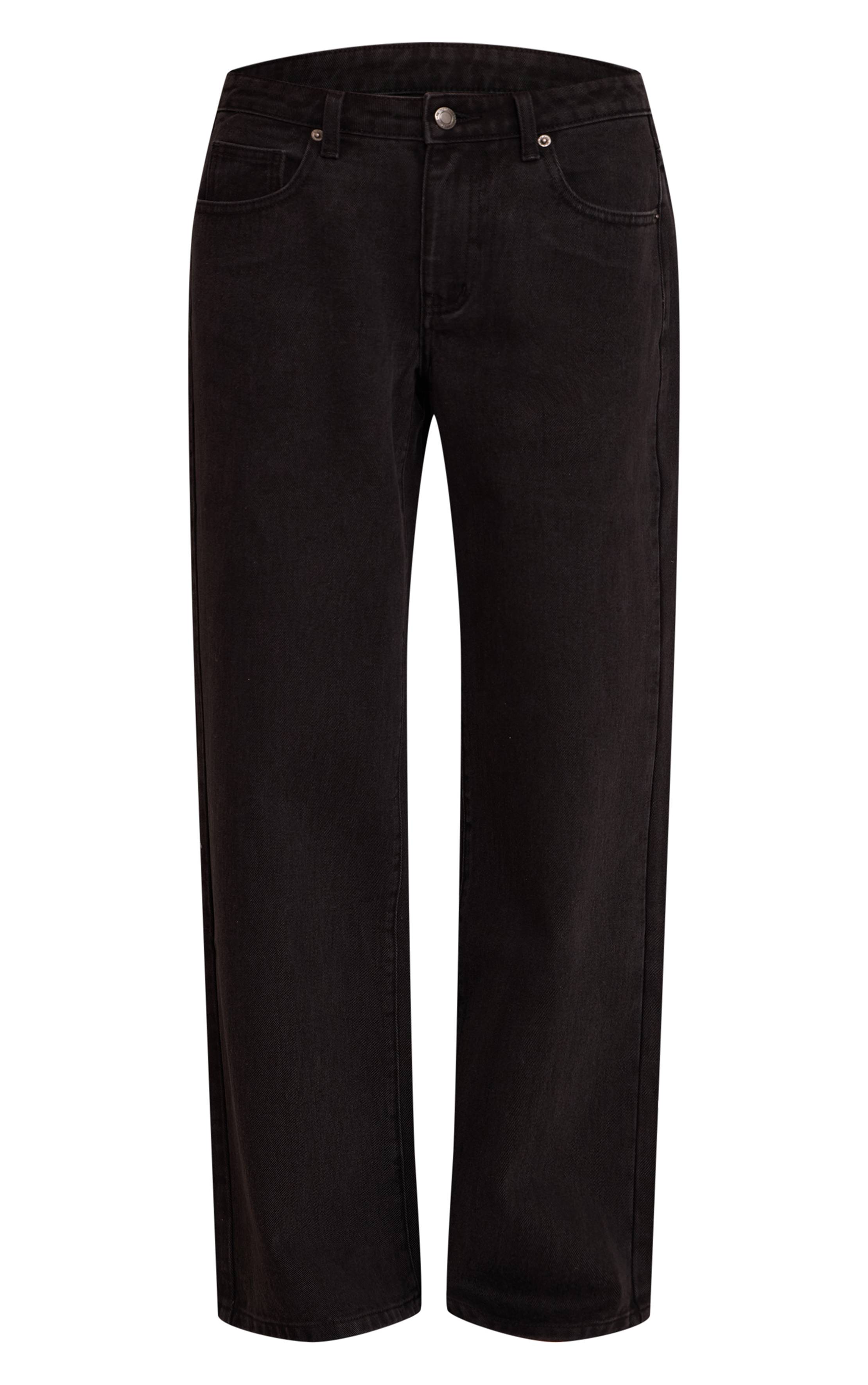 Noir Jean Boyfriend Taille Basse À Jambe Large