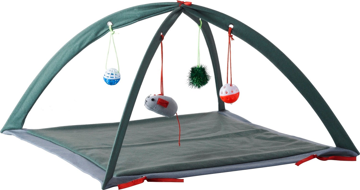 Intratuin kattenspeelgoed speelmat groen / grijs 57 x 59 x 33 cm