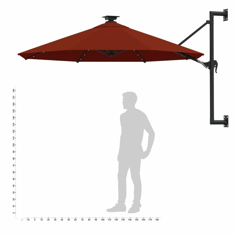 Parasol mural avec mât en métal 300 cm orange