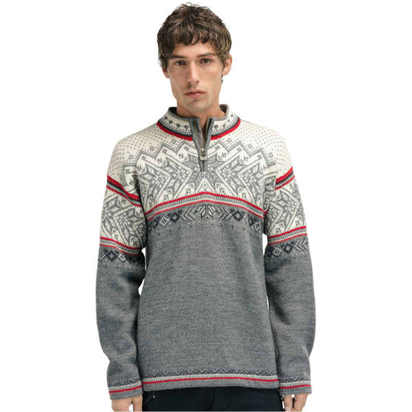 Pull DALE OF NORWAY VAIL MASC SWEATER SMOKE / OFF WHITE / RASPBERRY