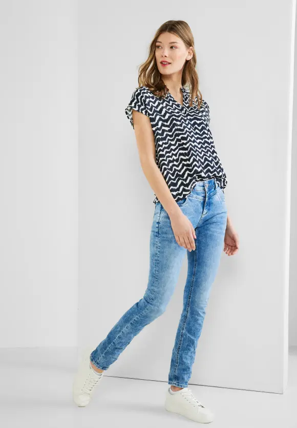 Shirtbluse mit Print - deep blue