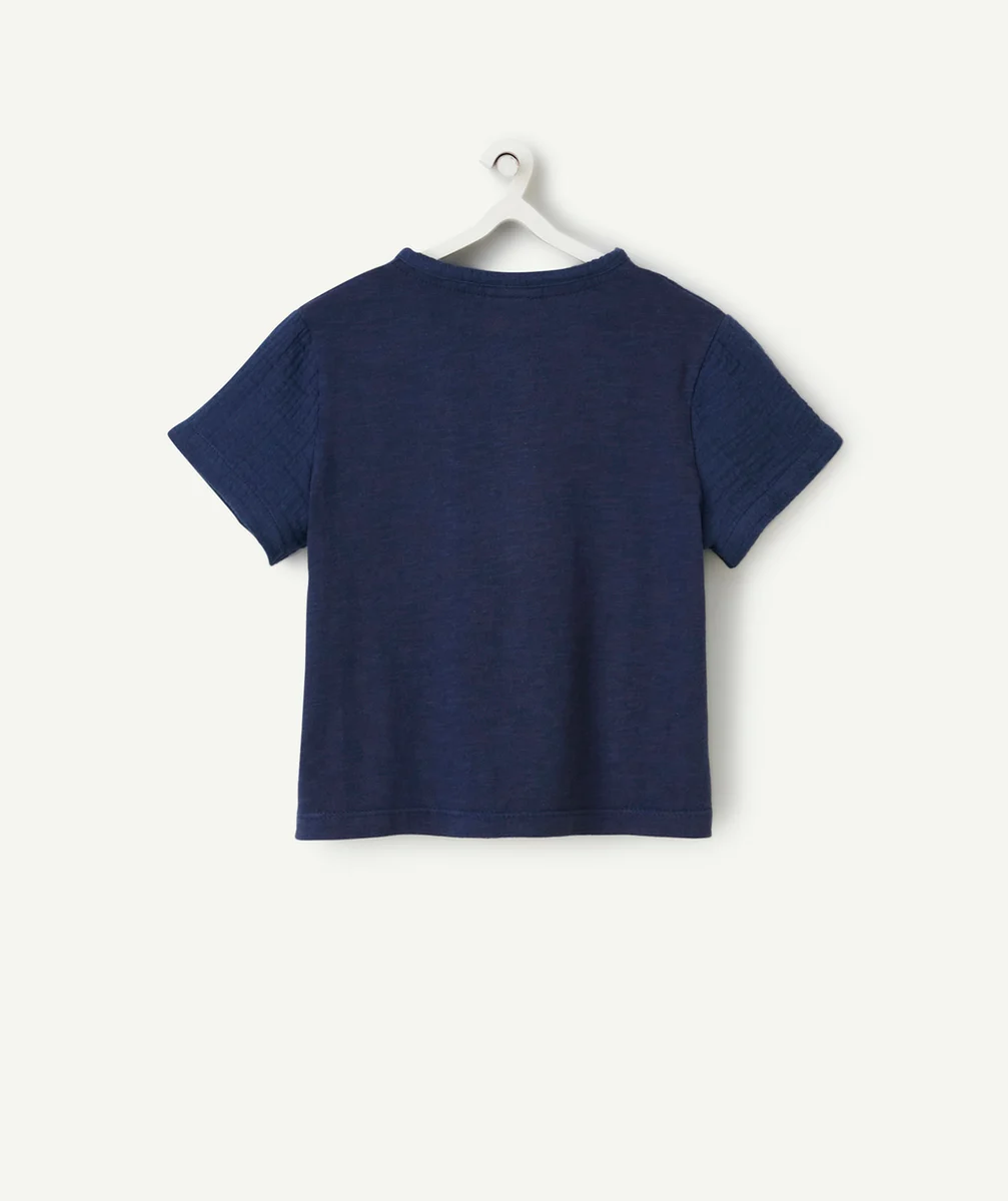 T-SHIRT BÉBÉ GARÇON EN GAZE DE COTON BLEU MARINE