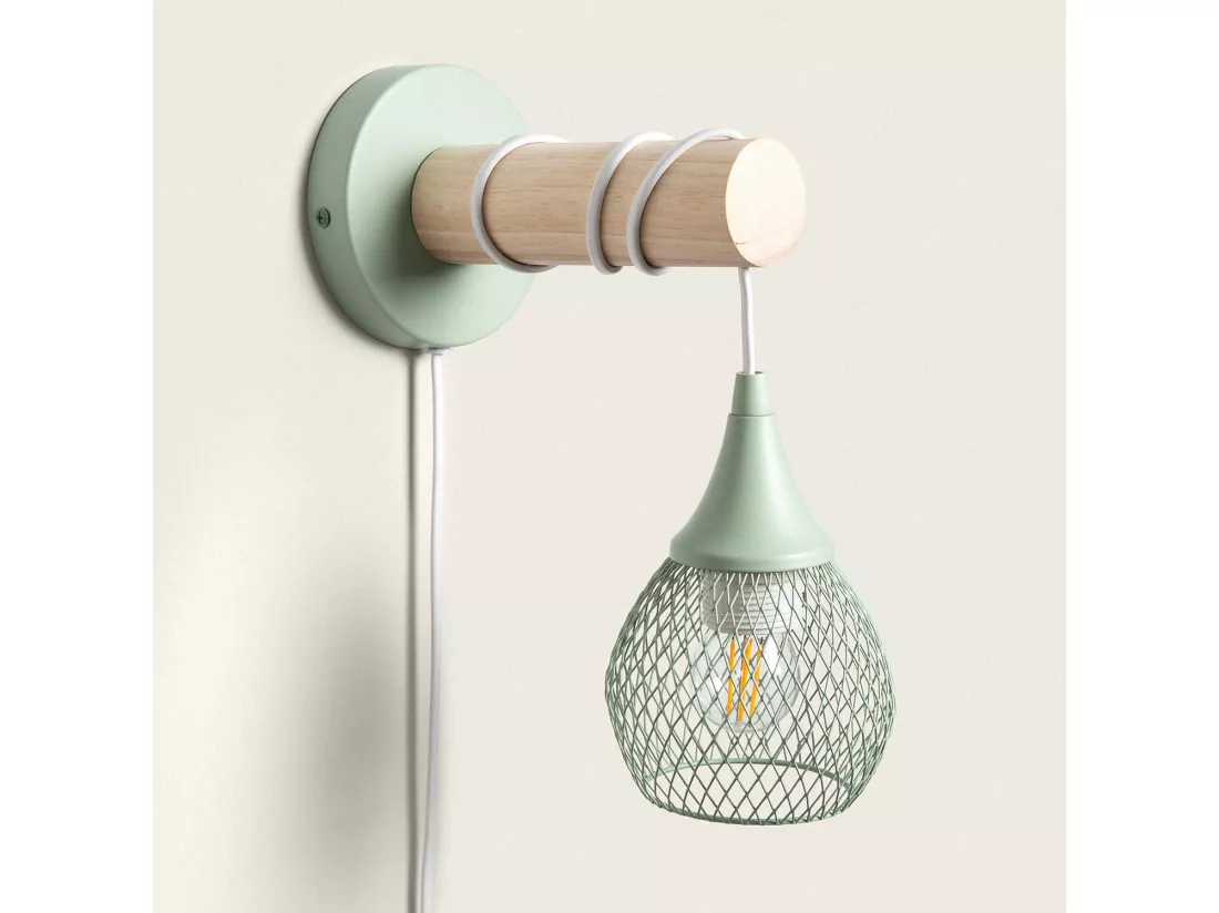 Lampe Murale Bois et Métal Monah Vert Céladon