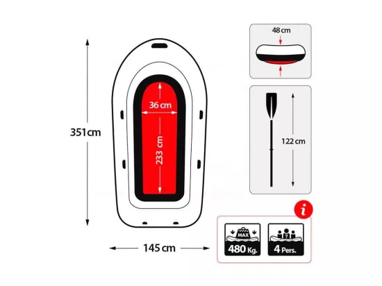 Kit bateau gonflable 4 places Seahawk 4 avec rames et gonfleur - Intex