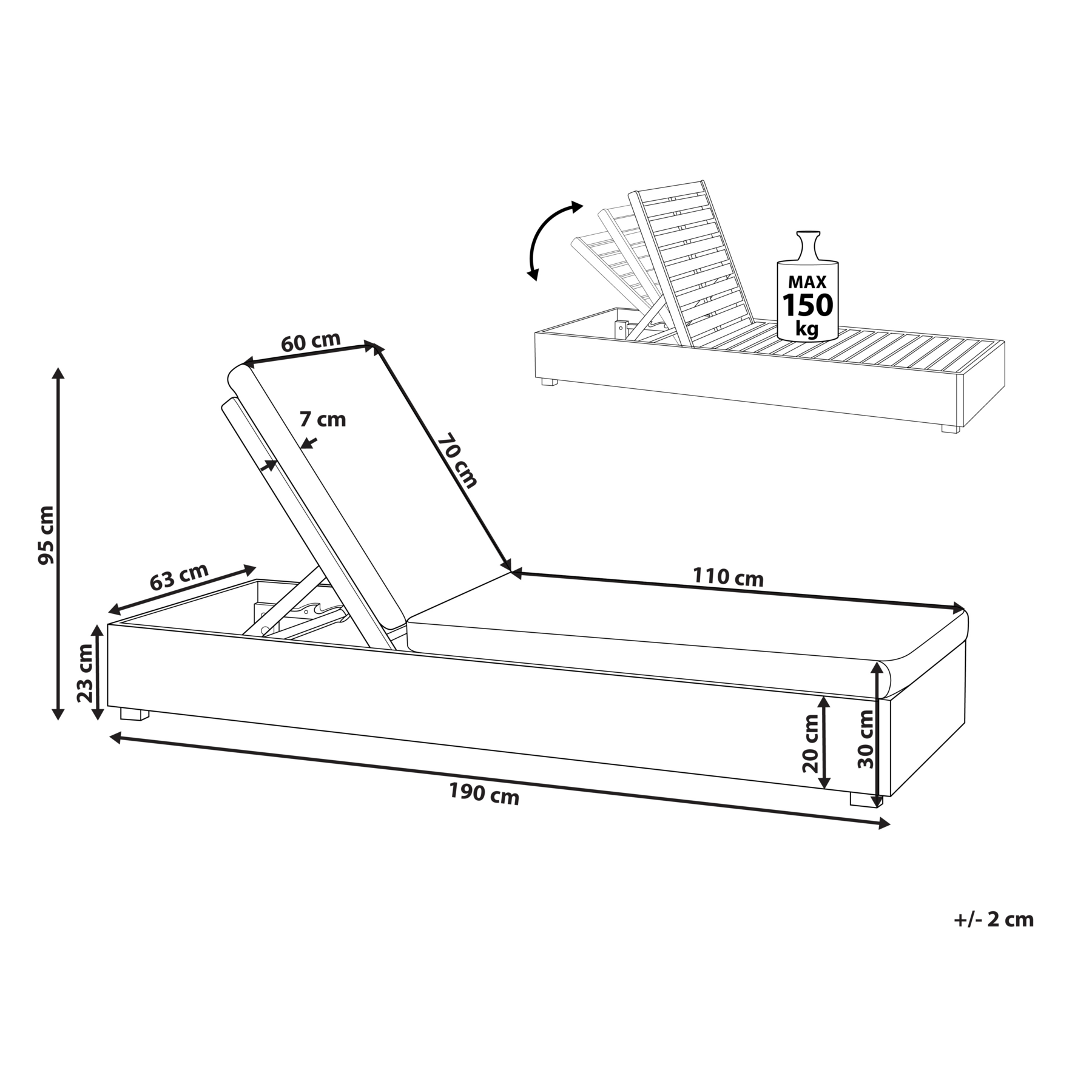 Beliani - FANANO - Ligstoel - Gebroken wit - Acaciahout