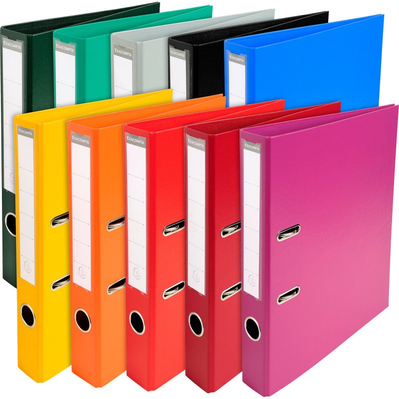 Classeur à levier plastifié Exacompta A4 - Dos 5 cm couleurs assorties vives