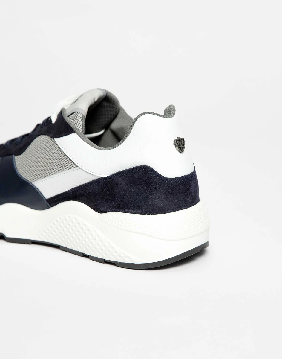 Sneakers cuir lisse et suédé marine