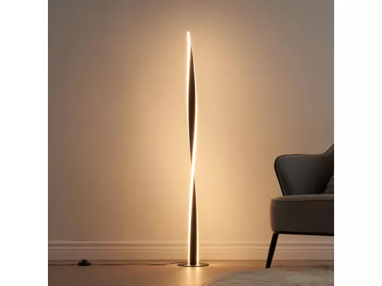 Lampadaire noir dimmable LED torsadé - Mazen