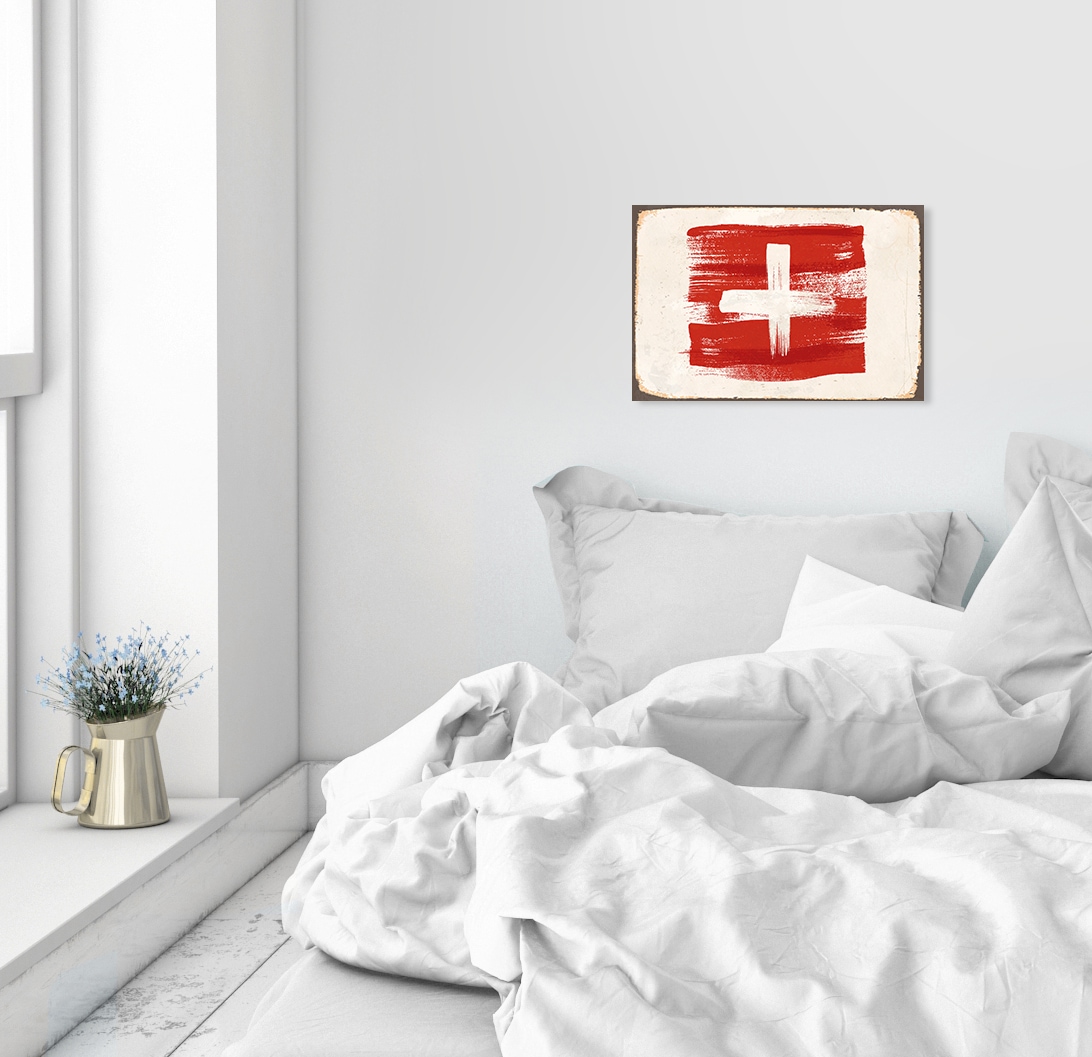 queence Metallbild »SCHWEIZ FLAGGE« Schweiz Blechschilder