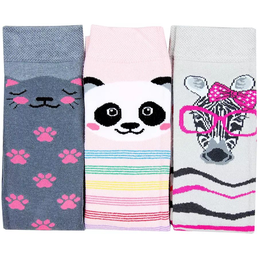 TupTam Mädchen Knielange Socken Gemustert 3er Pack graurosa