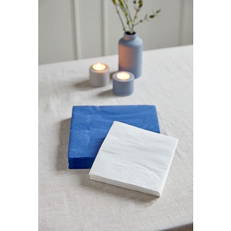 Windsor ensfarvede servietter 33x33 cm 20-pak - Hvid