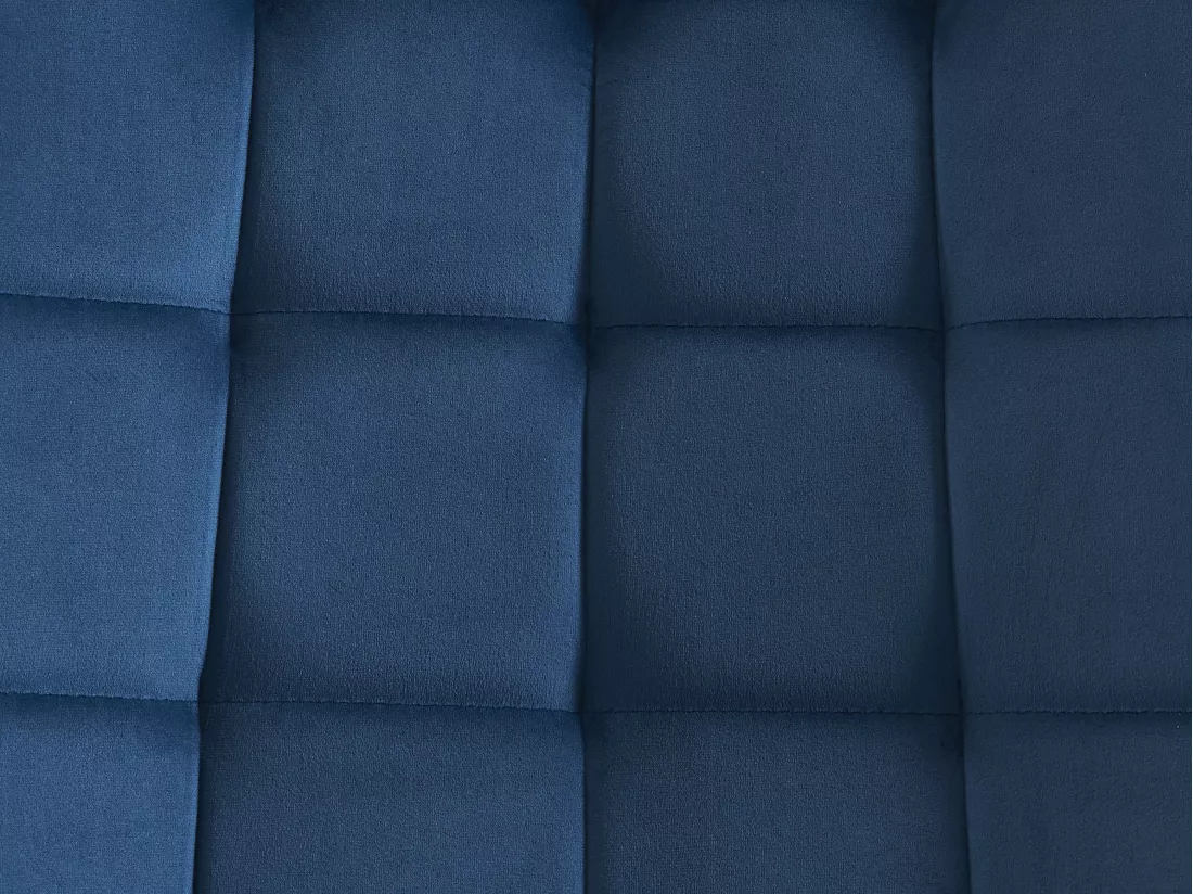 Lot de 2 chaises matelassées - Velours et métal noir - Bleu nuit - OLLUA