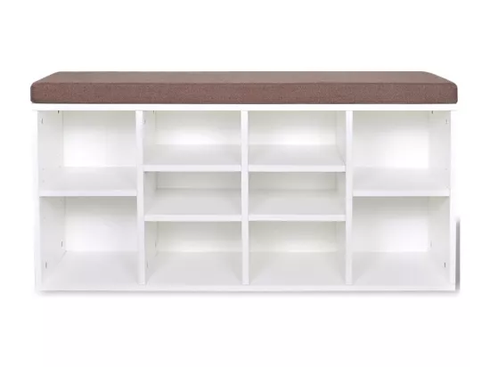 Banc de rangement à chaussures 10 compartiments Blanc