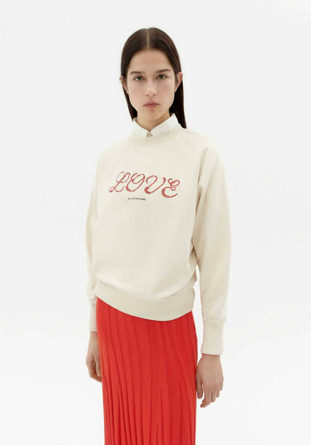 Thinking Mu Sweatshirt Bonnie Love Heart White