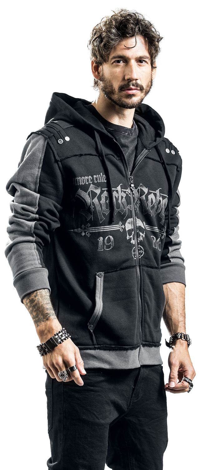 Veste À Capuche Noire Imprimé Rock Rebel & Crânes | Rock Rebel by EMP Sweat-shirt zippé à capuche