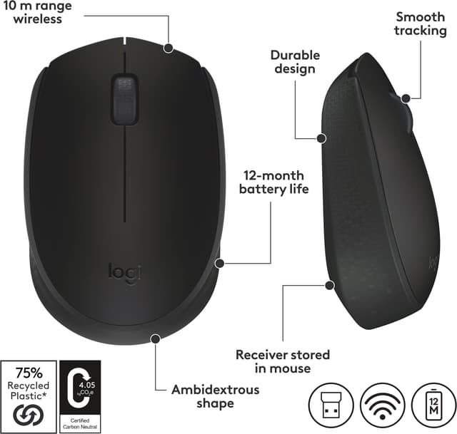 Logitech M171 trådløs mus (sort)