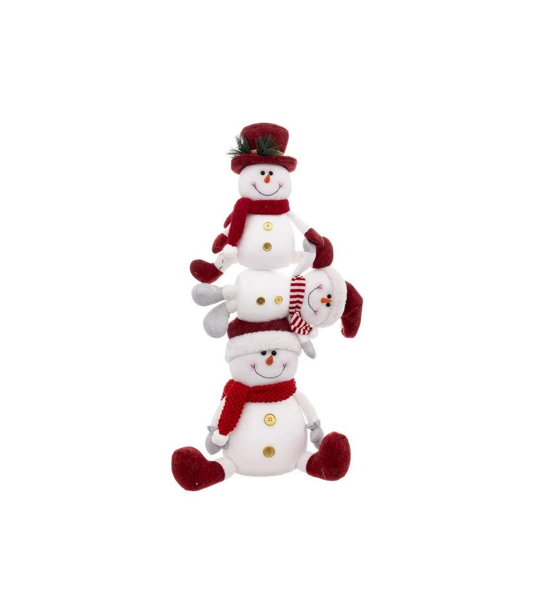 Lot de 3 Bonhommes de Neige Pyramide 75cm Blanc