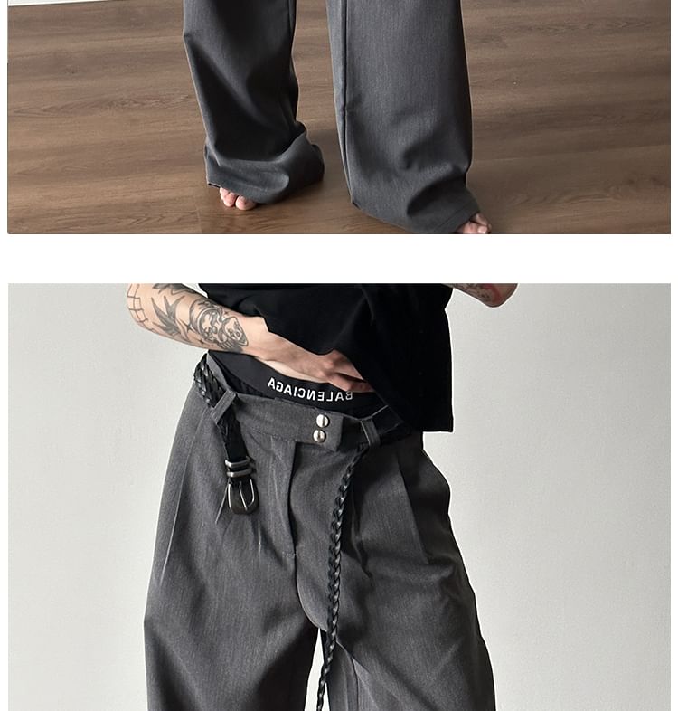 Nahagin - Effen pantalon met wijde pijpen en lage taille