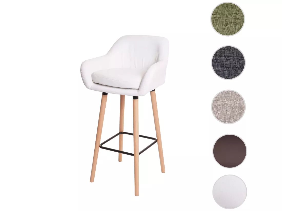 Tabouret de bar Vaasa T381, simili cuir, blanc