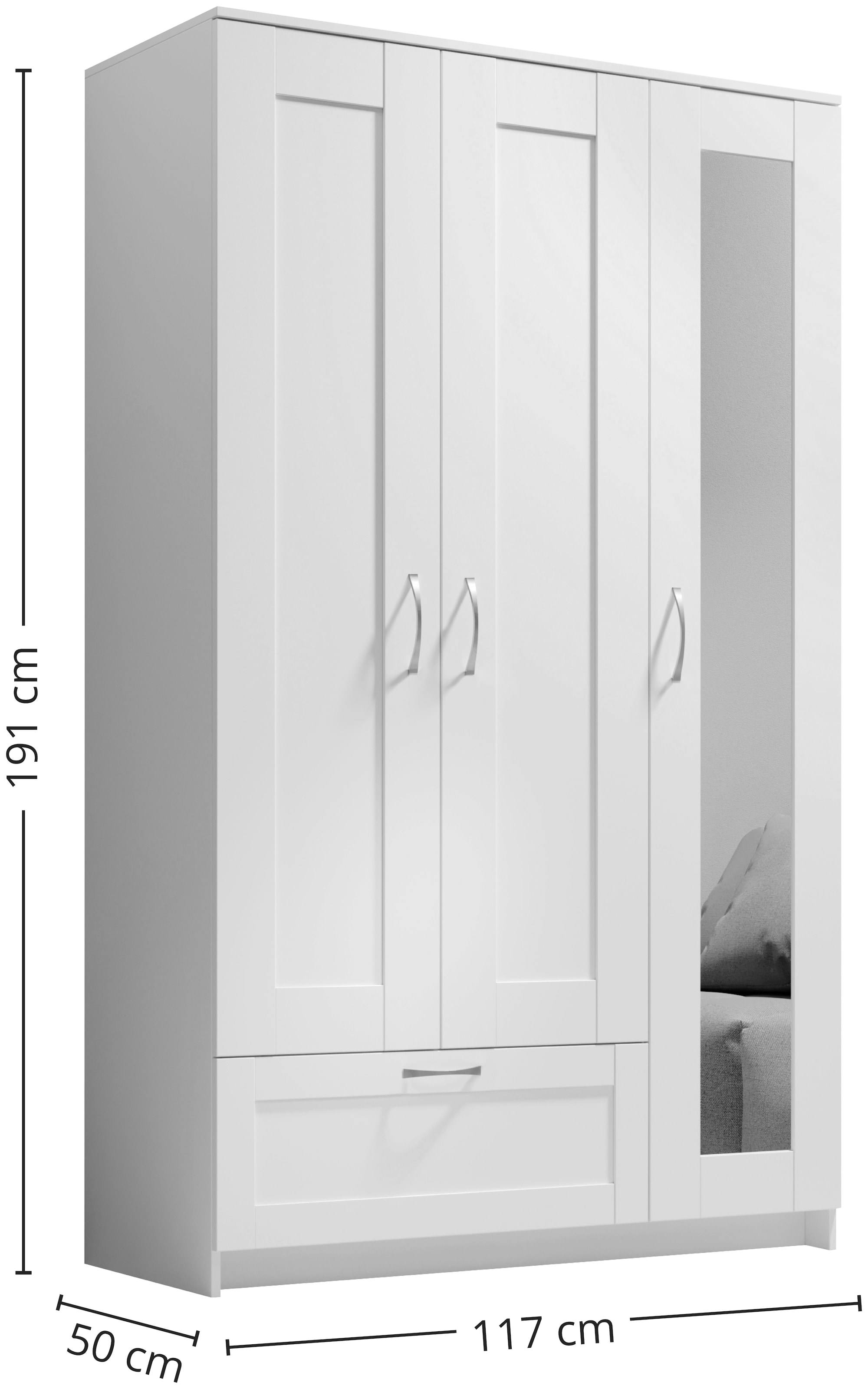 Schlafkontor Drehtürenschrank »Lepini, Kleiderschrank mit Spiegel und Schubkasten« als 3- oder 4-türer erhältlich