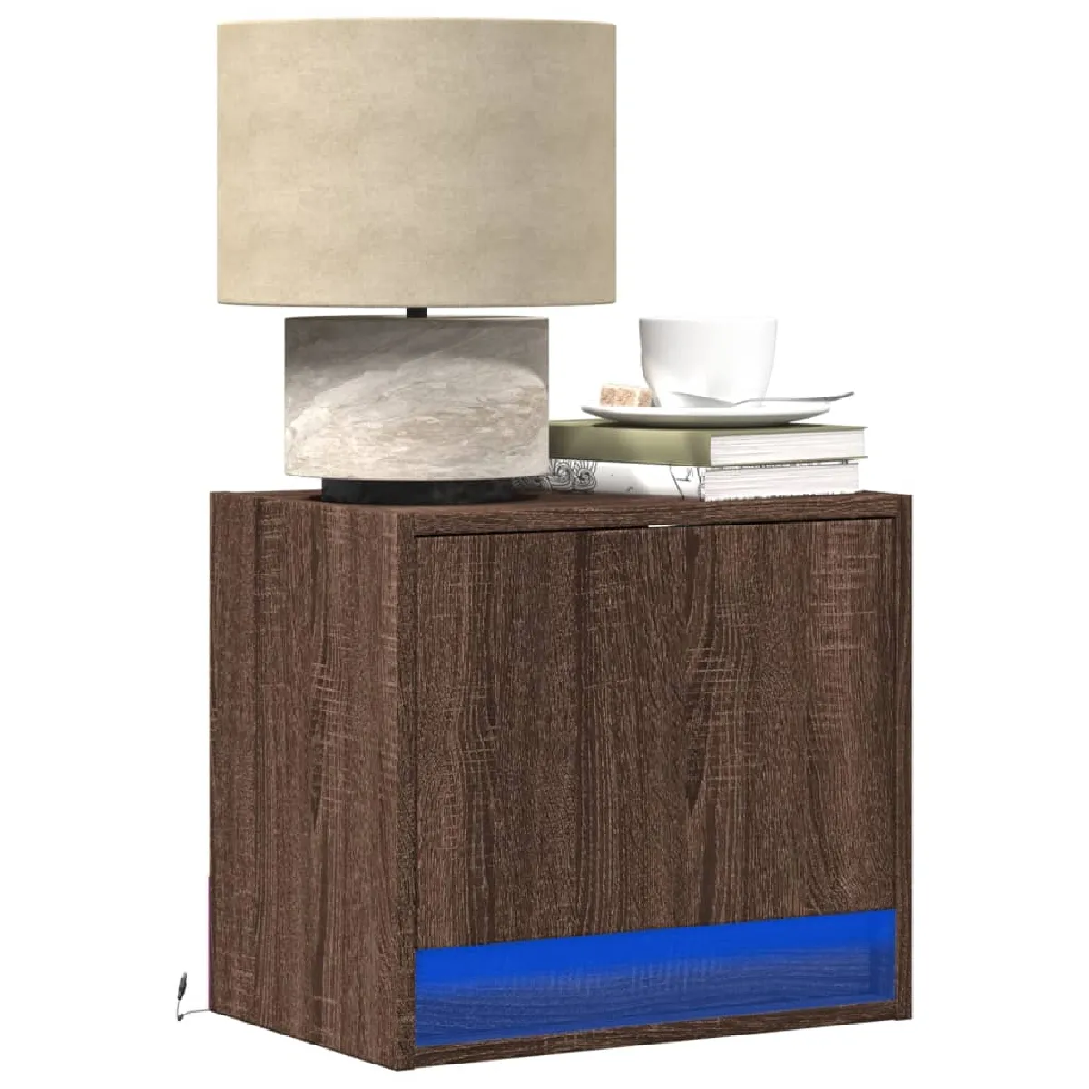 Vidaxl Table de Chevet Murale - Chêne Marron avec LEDs