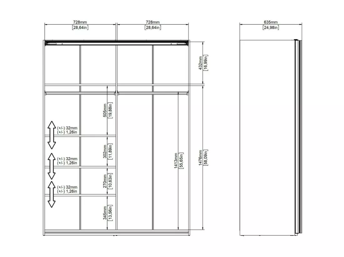 Garde-robe 2 portes Dstang, Meubles de chambre, Penderie de plain-pied, Placard à vêtements, 150x61 h200 cm, Blanc