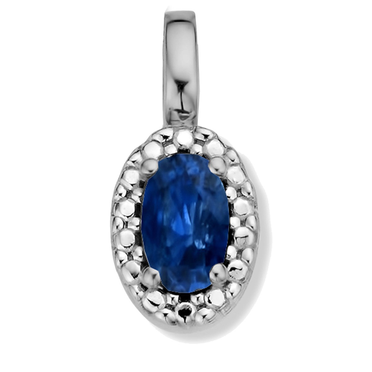 Pendentif Brillaxis saphir ovale or blanc 18 carats