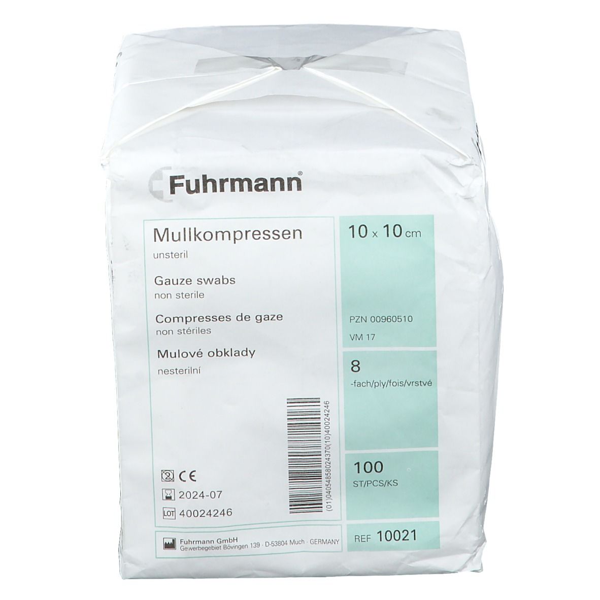 Mullkompressen 8 fach 10 x 10 cm unsteril