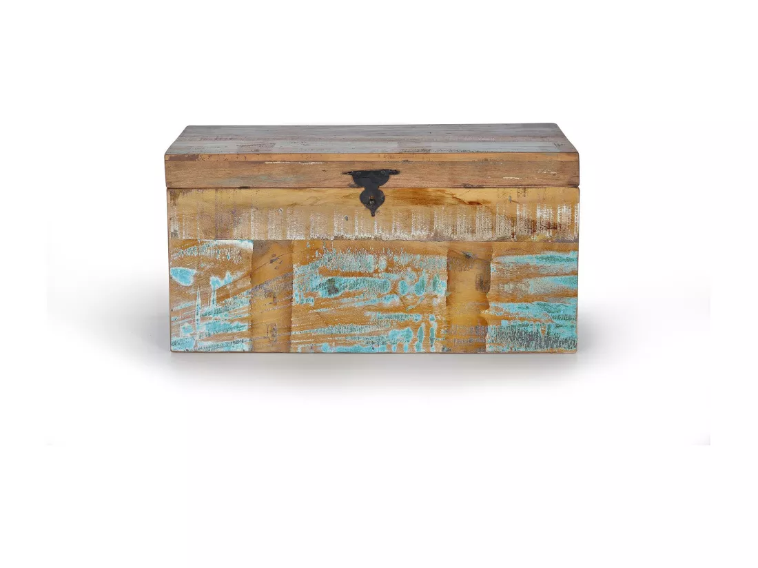 COFFRE EN BOIS DE MANGUIER MULTICOLOR.Giner y Colomer.40x40x80