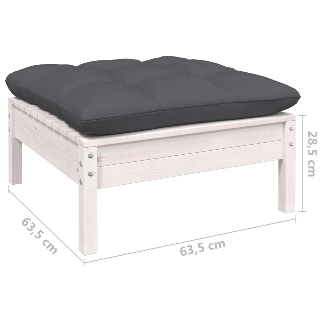Salon de jardin meuble d'extérieur ensemble de mobilier 3 pièces avec coussins anthracite bois de pin