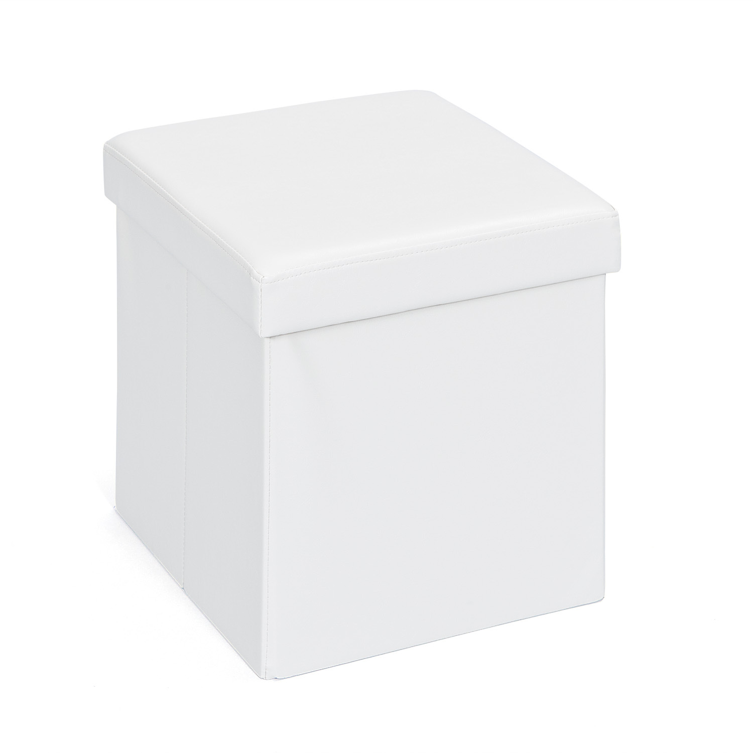 Faltbox SETTI - weiß - Kunstleder - mit Sitzpolster - 38 cm