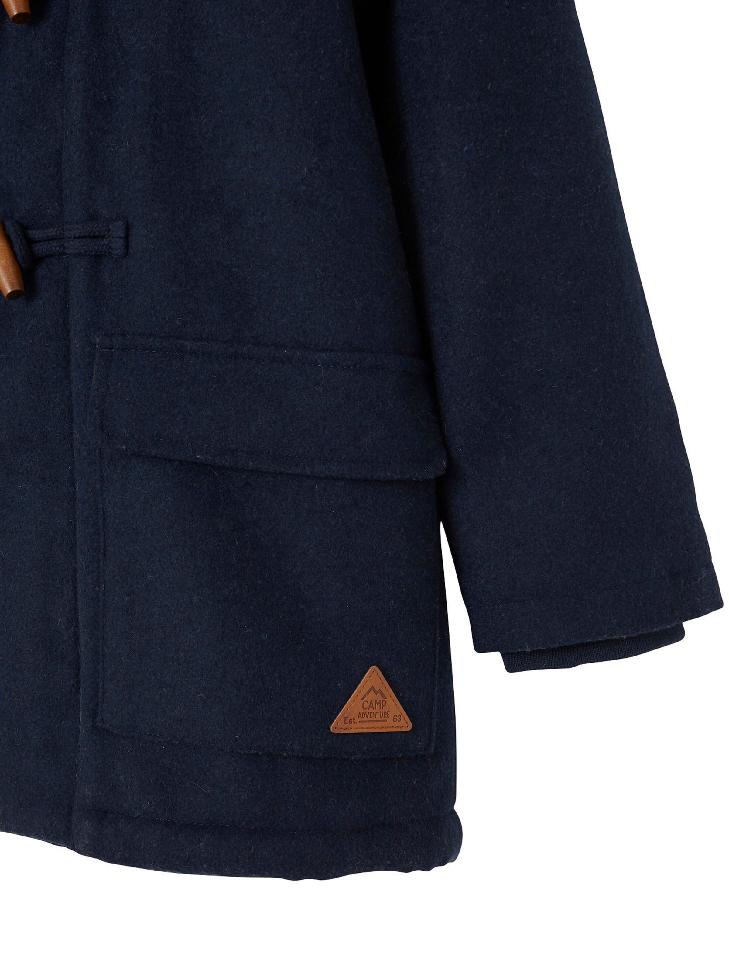 Vertbaudet Jungen Dufflecoat mit Teddyfleece-Futter nachtblau