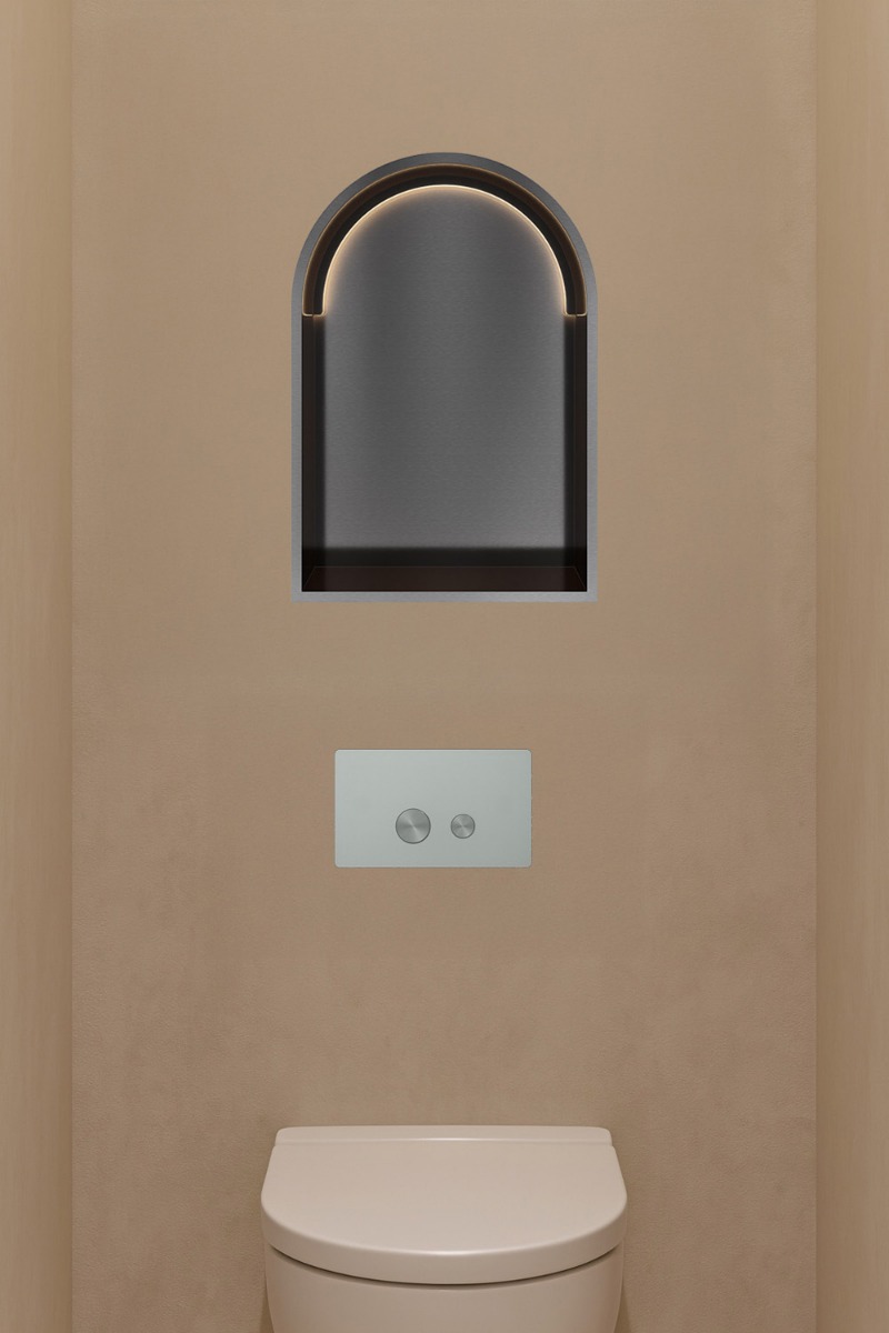 Hotbath &More inbouwnis met verlichting toogmodel 30x45x10cm geborsteld zwart PVD