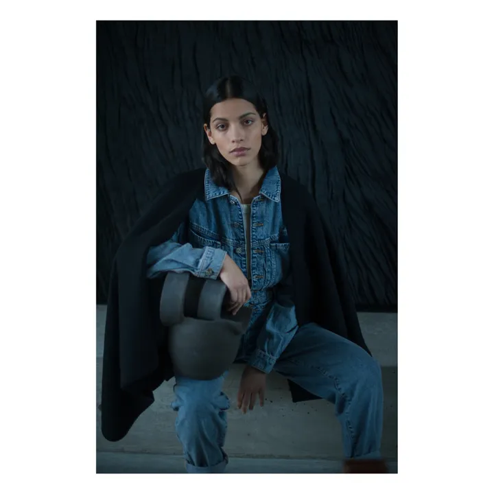 La Méricaine Cape Black Laine Recyclée | Noir