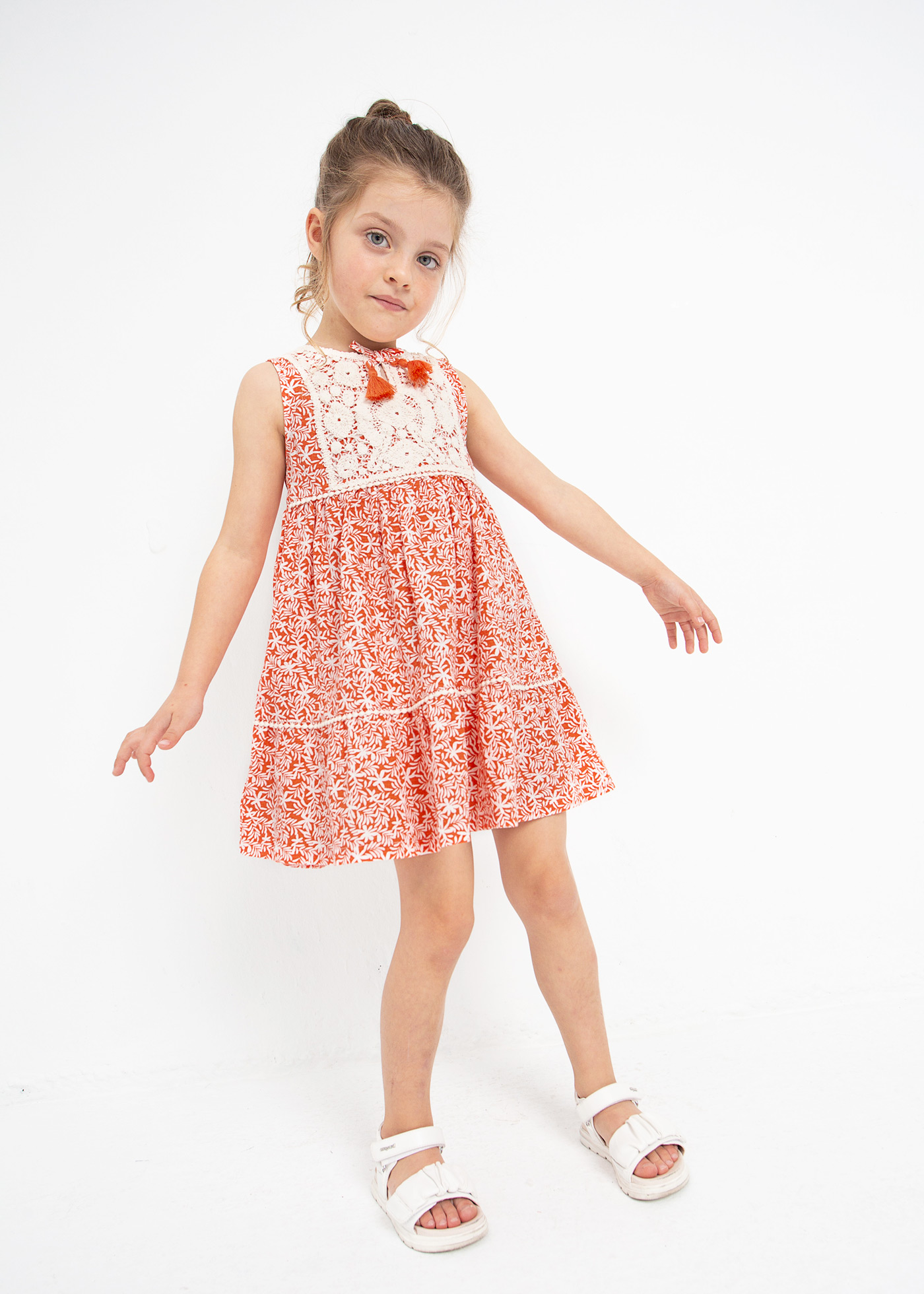 Vestido de crochê de algodão para meninas