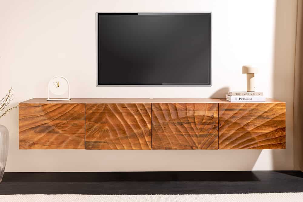 Massives TV-Board SCORPION 200cm braun Mangoholz hängend Lowboard