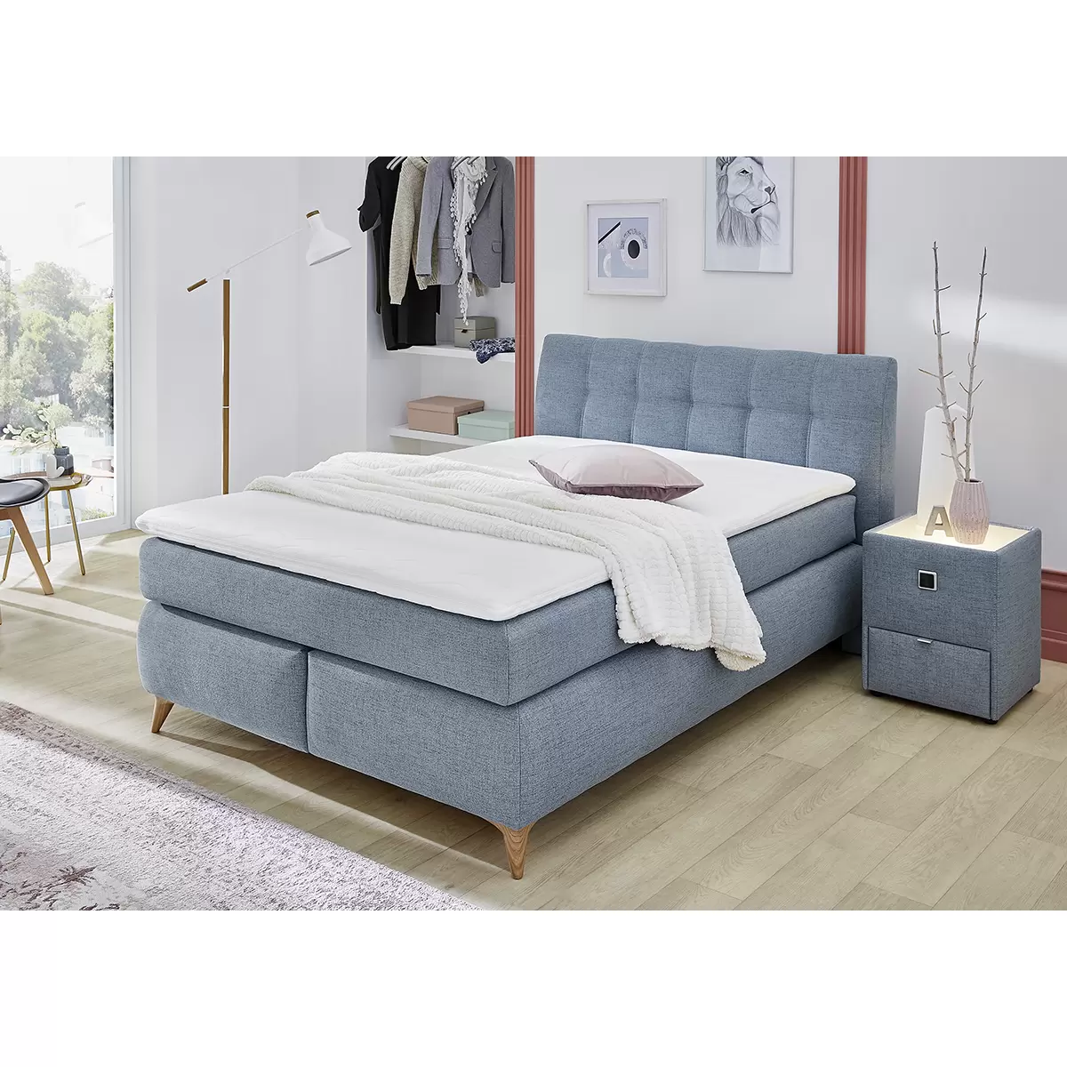 Boxspringbett Nico 140x200 Blau