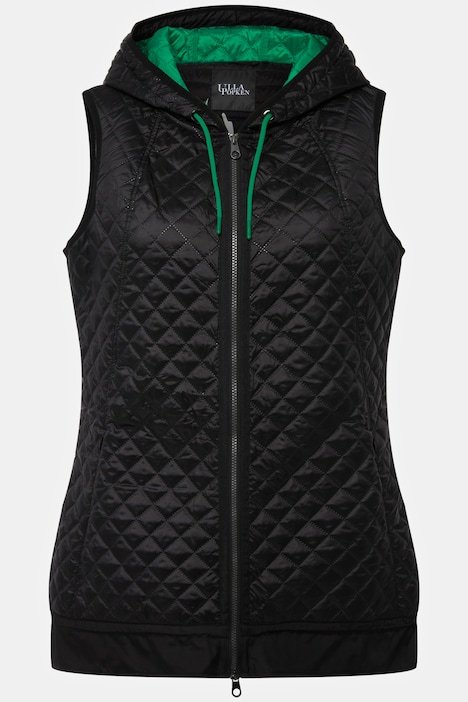 Steppweste, Tunnelzug, Kapuze, 2-Wege-Zipper, ärmellos