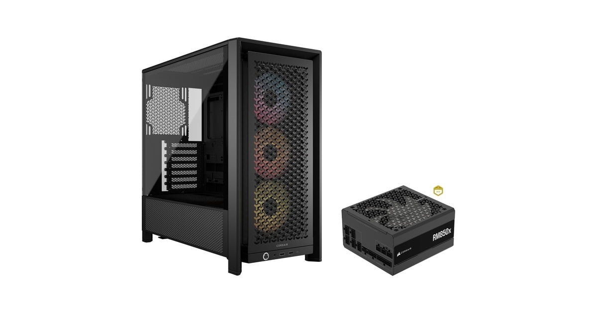 CorsairFRAME 4000D RS ARGB + RM850x (2024) 850W Bundel midi tower behuizing  (Zwart | 2x USB-A | 1x USB-C | RGB | Tempered Glass)