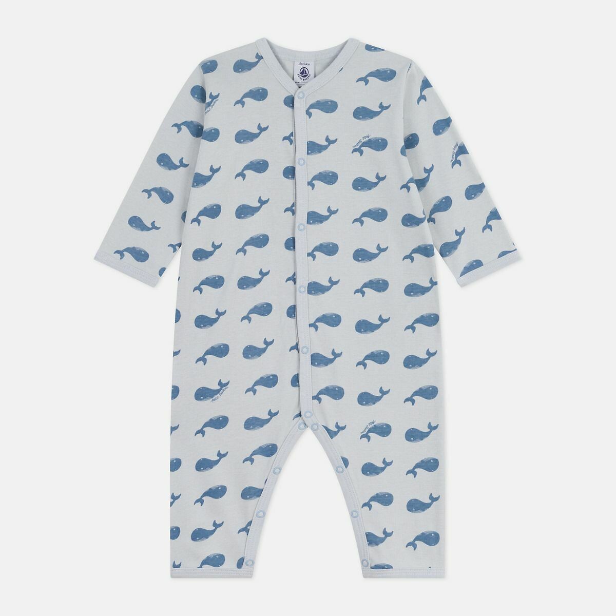 PETIT BATEAU<br>Pijama de bebê sem pés em algodão com estampa animal