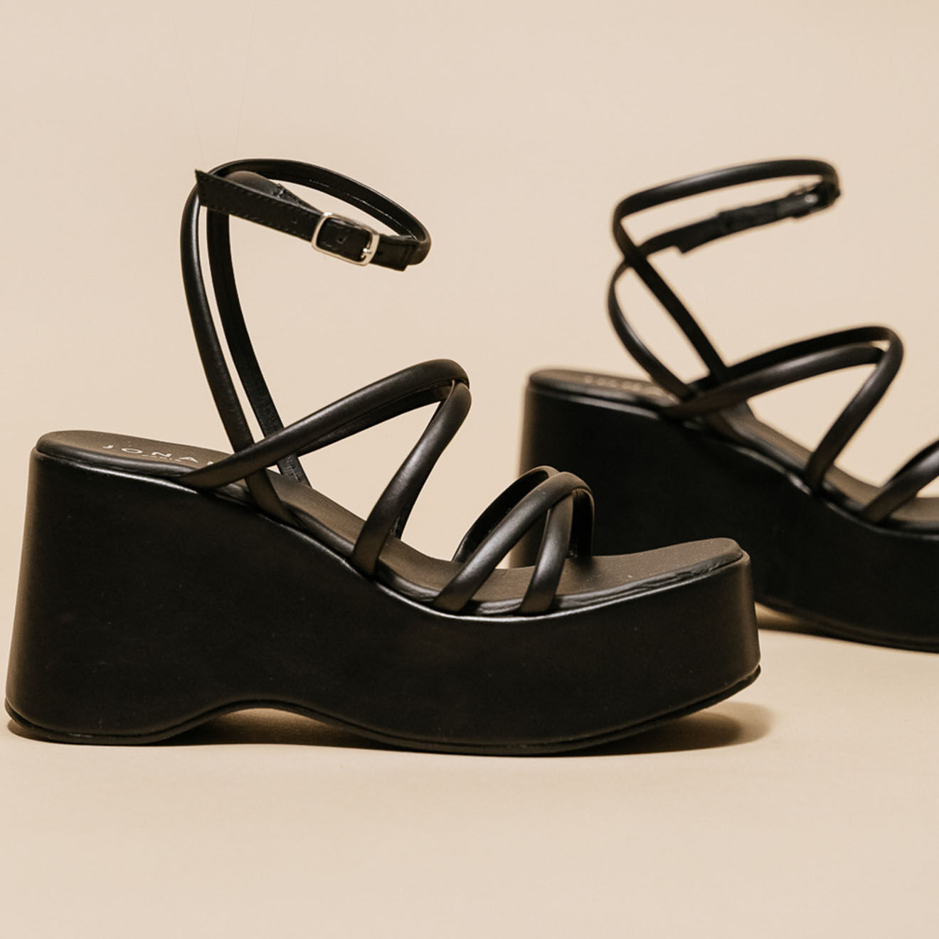 Jonak Sandales en Cuir Nolwenn noires - Talon 9 cm