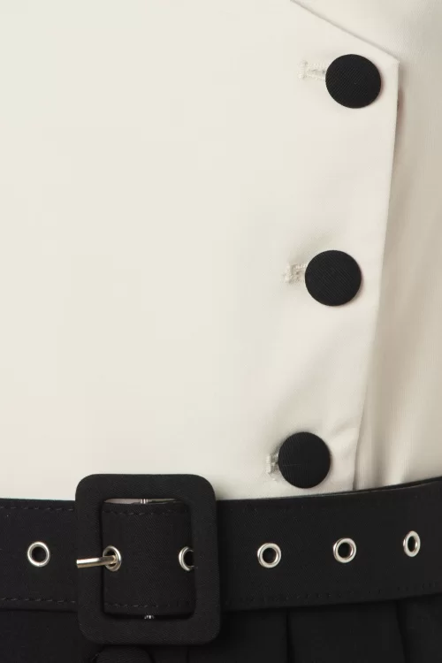 Vixen Contrast button swing jurk in zwart en gebroken wit