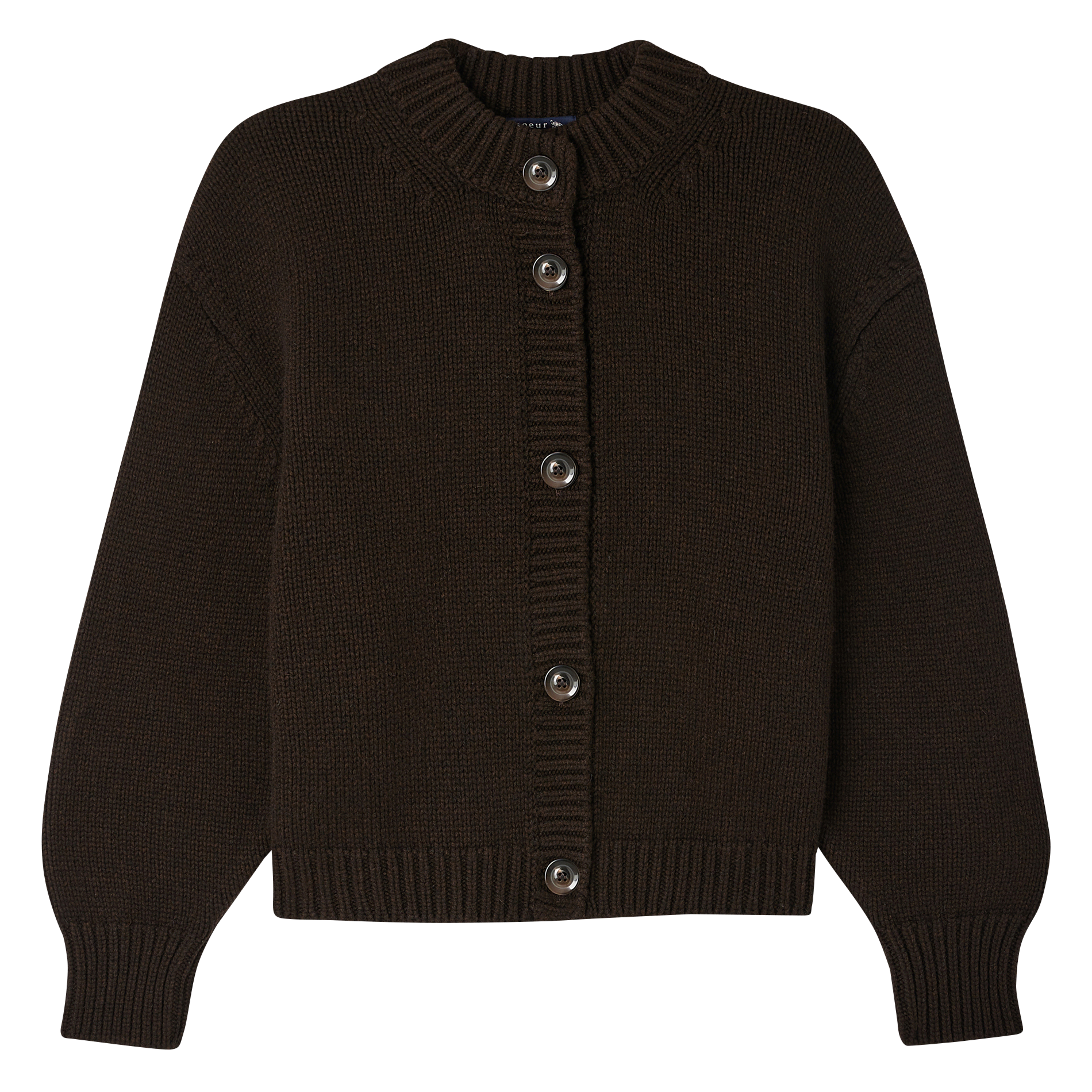 LEONARD - Cardigan col rond en laine | Marron