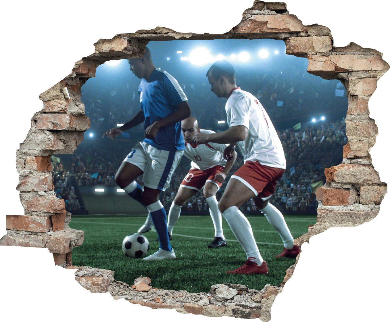 queence Wandtattoo »Fussball« Wandsticker, Wandbild, selbstklebend, 3D, Wanddurchbruch