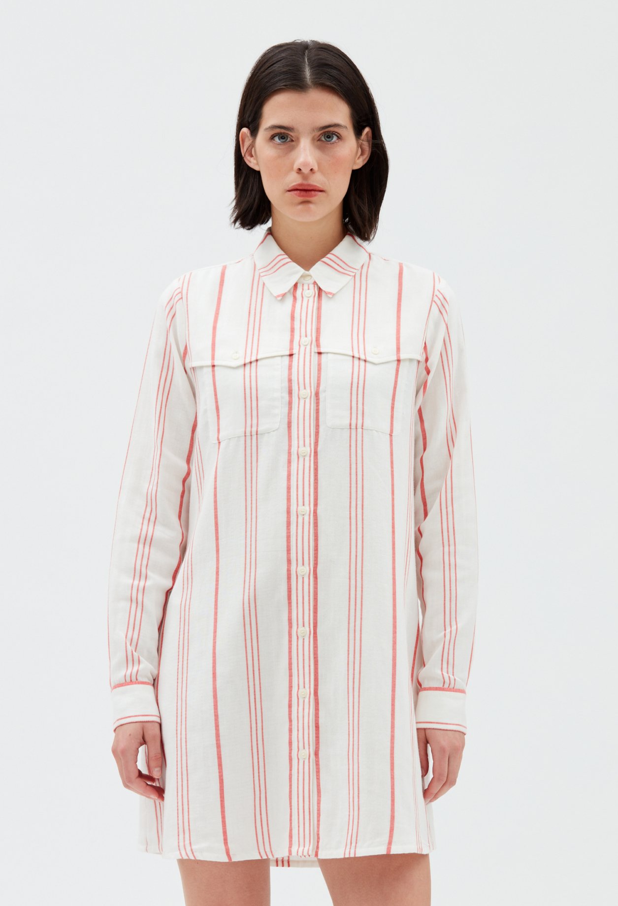 Robe chemise courte rayee