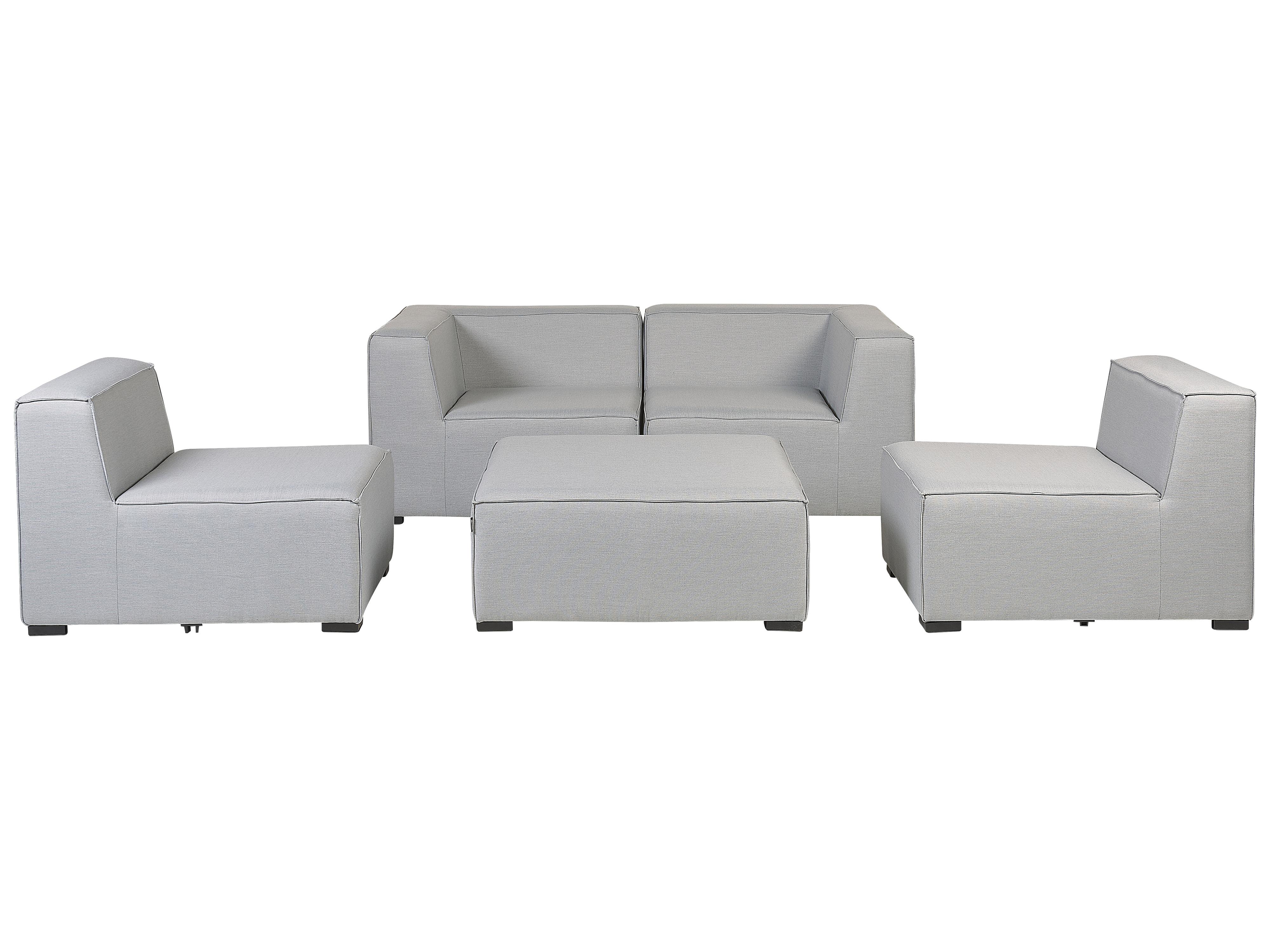 Tuin loungebank met ottomaan 4-zits AREZZO modulair Lichtgrijs