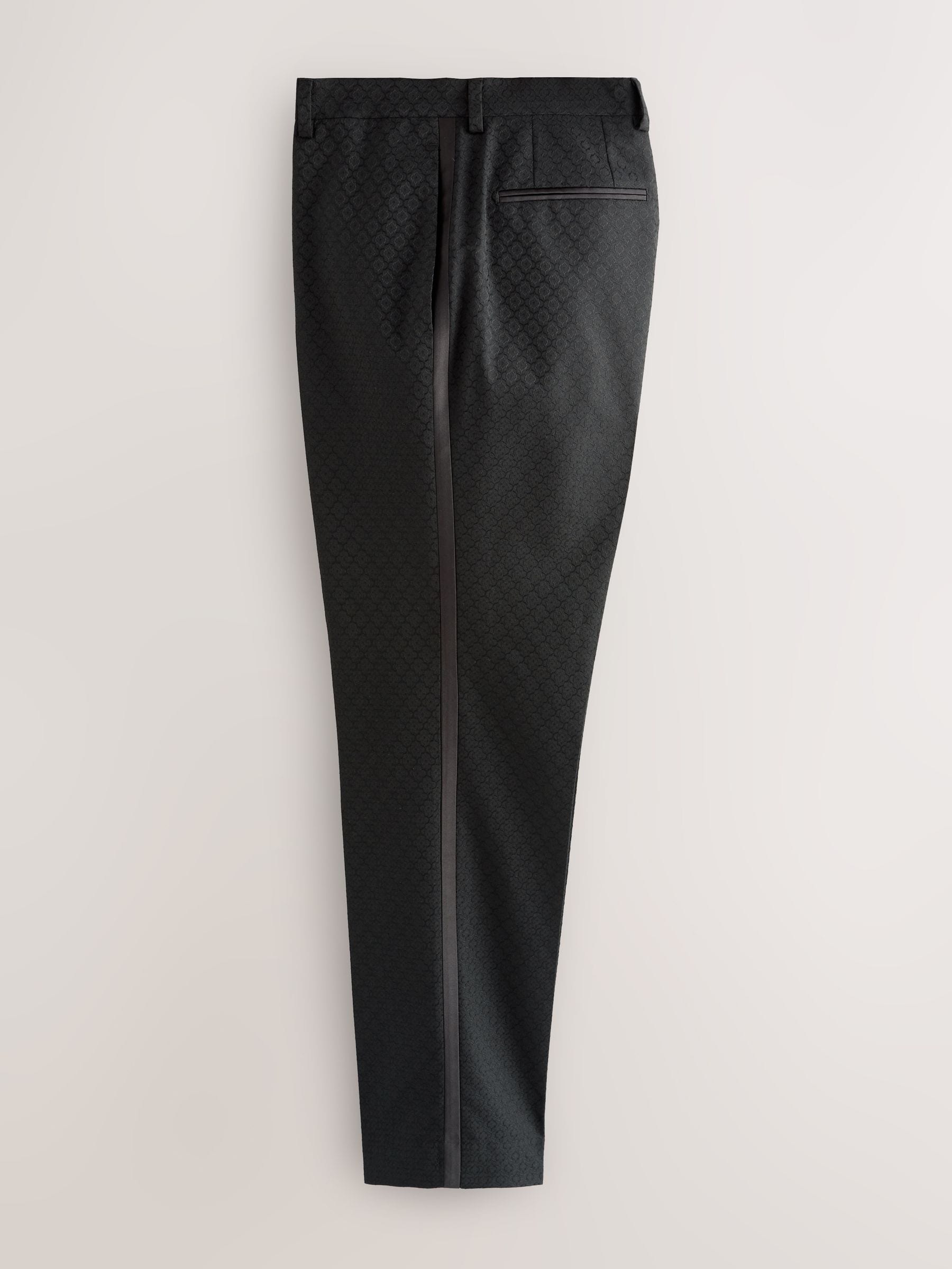 Zwart - Slim Fit Jacquard Suit Trousers